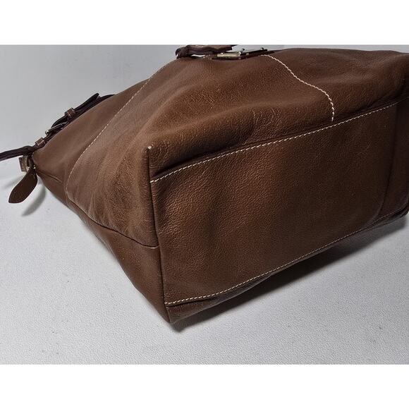 Dooney & Bourke Large Dillen Sac Hobo Bag Saddle Brown Pebble Leather - Picture 8 of 15